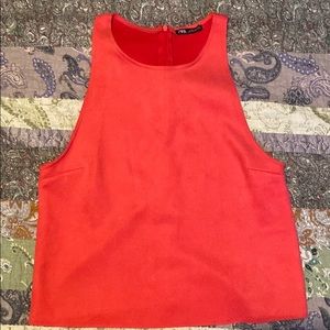 Zara pink faux suede tank top